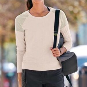 Athleta Citytime Mesh Shoulder Crewneck Sweatshirt Top White Women’s Size Large